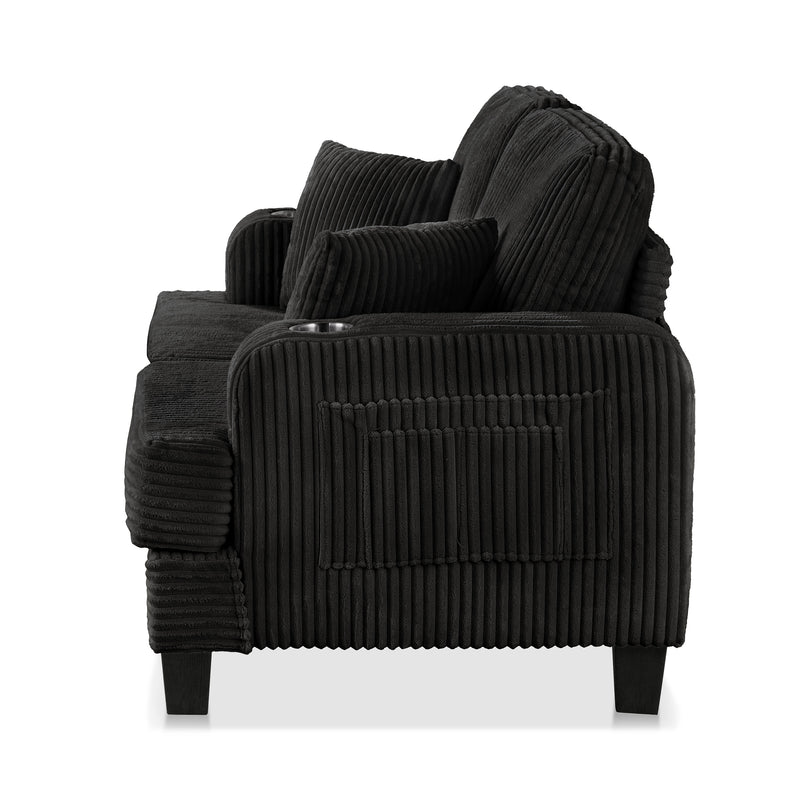 Xenia Modern Chenille Loveseat with Cup Holders