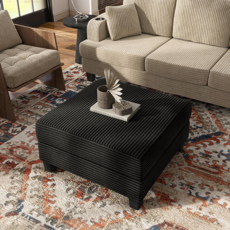 Xenia Modern Chenille Ottoman with Storage