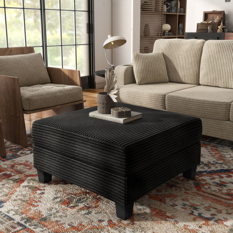 Xenia Modern Chenille Ottoman with Storage