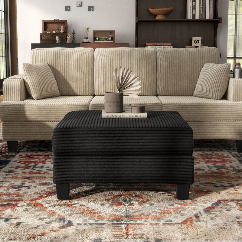 Xenia Modern Chenille Ottoman with Storage
