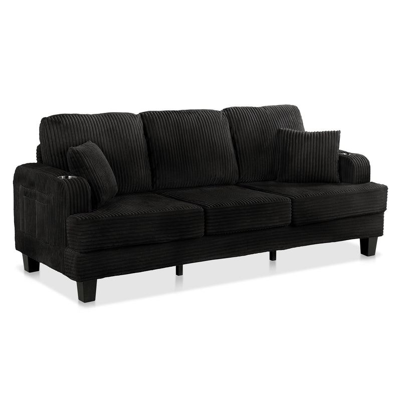 Xenia Modern Chenille Sofa with Cup Holders and USB Ports