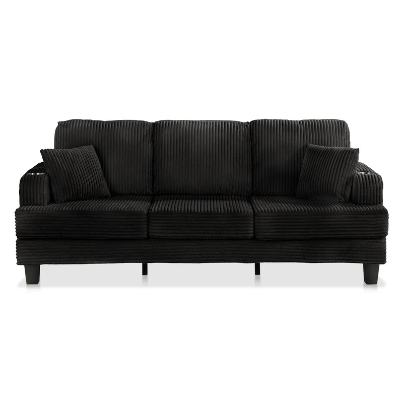 Xenia Modern Chenille Sofa with Cup Holders and USB Ports
