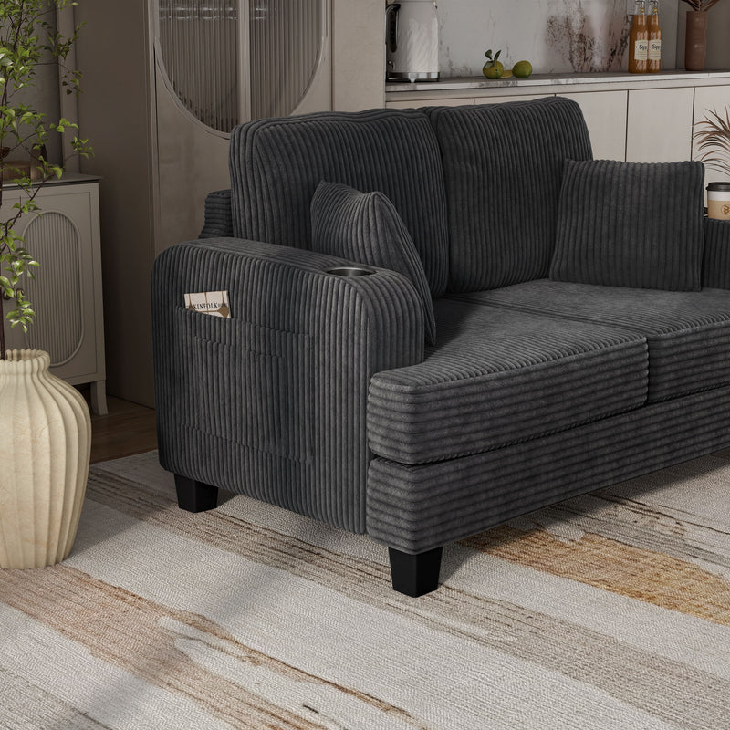 Xenia Modern Chenille Loveseat with Cup Holders