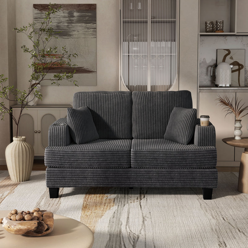 Xenia Modern Chenille Loveseat with Cup Holders