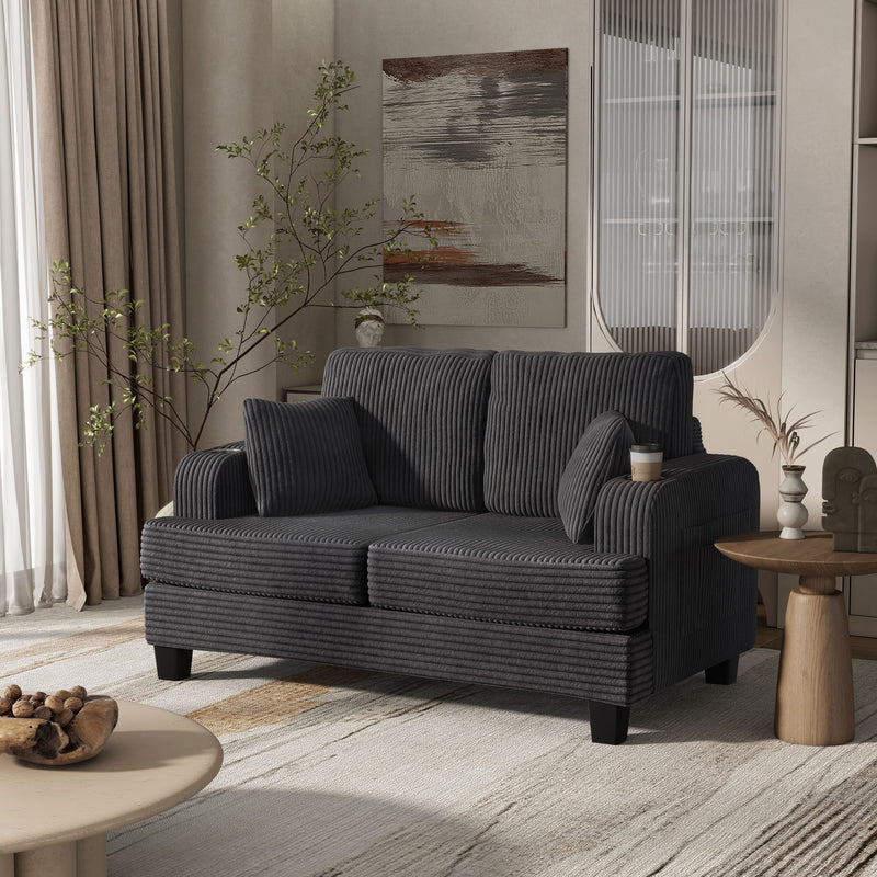 Xenia Modern Boucle Loveseat with Cup Holders