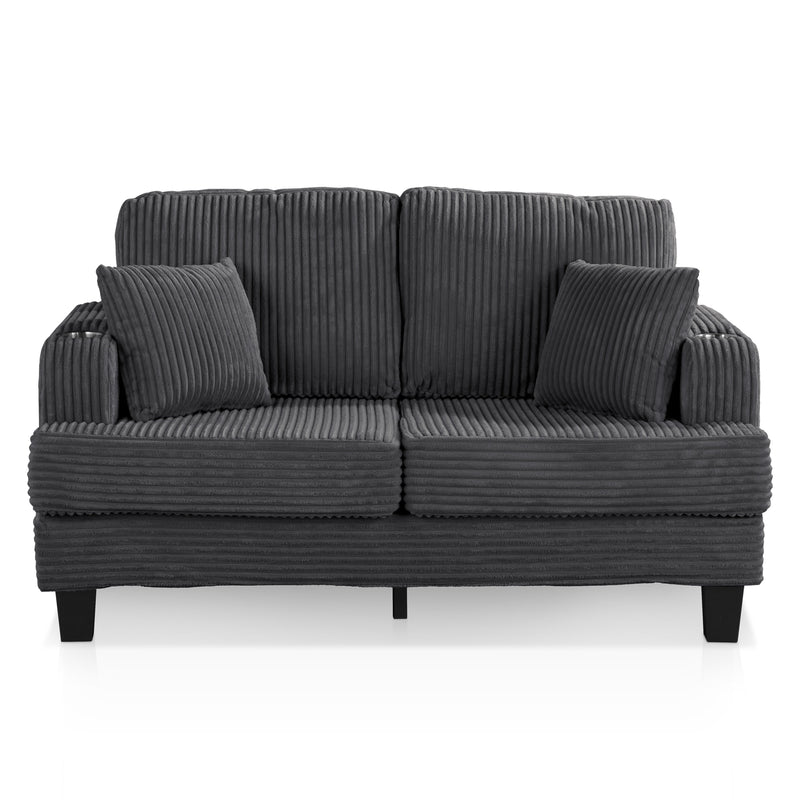 Xenia Modern Boucle Loveseat with Cup Holders