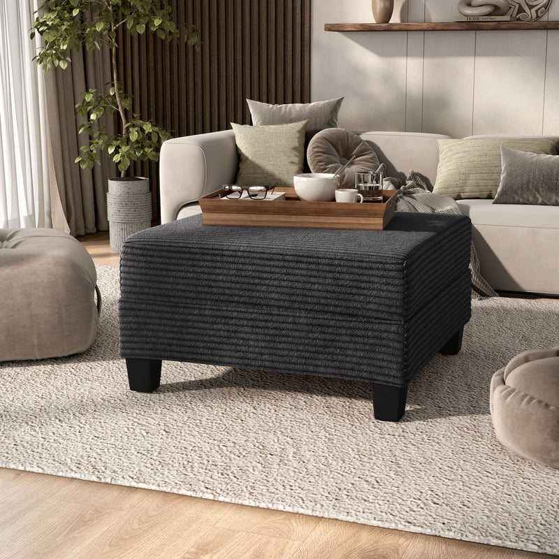 Xenia Modern Chenille Ottoman with Storage