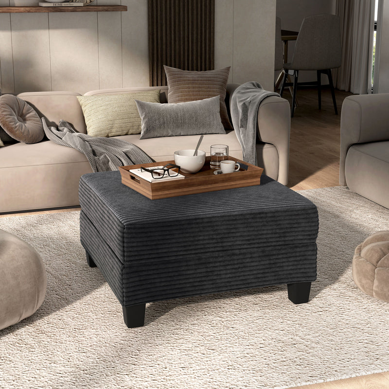 Xenia Modern Chenille Ottoman with Storage
