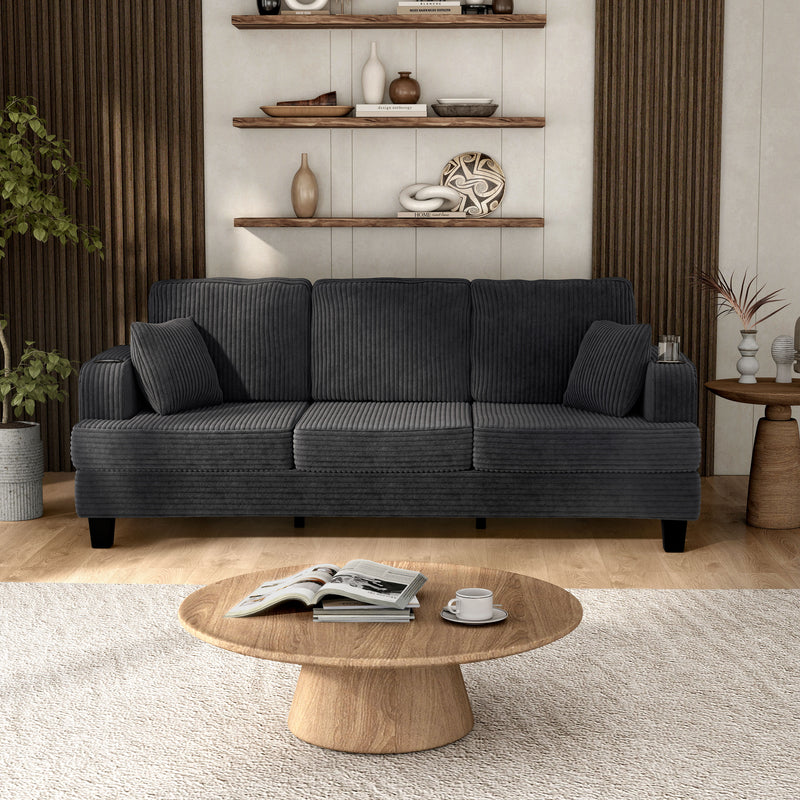 Xenia Modern Chenille Sofa with Cup Holders and USB Ports