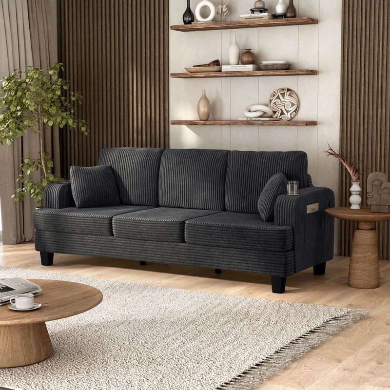 Xenia Modern Chenille Sofa with Cup Holders and USB Ports