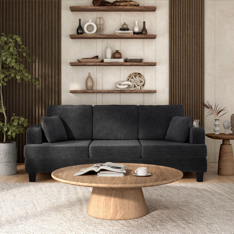 Xenia Modern Chenille Sofa with Cup Holders and USB Ports