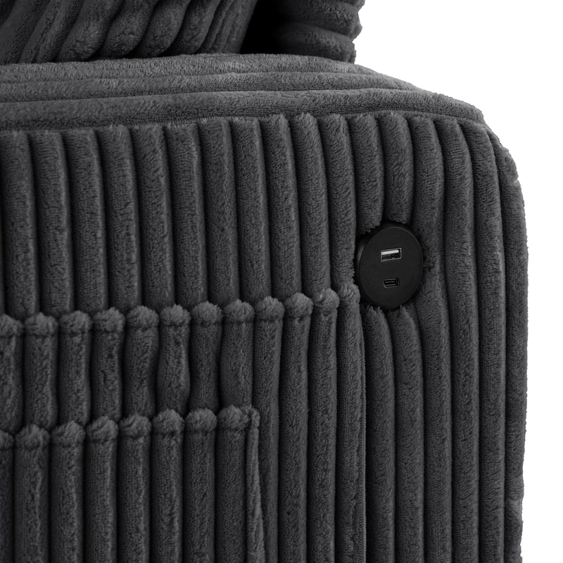 Xenia Modern Chenille Sofa with Cup Holders and USB Ports