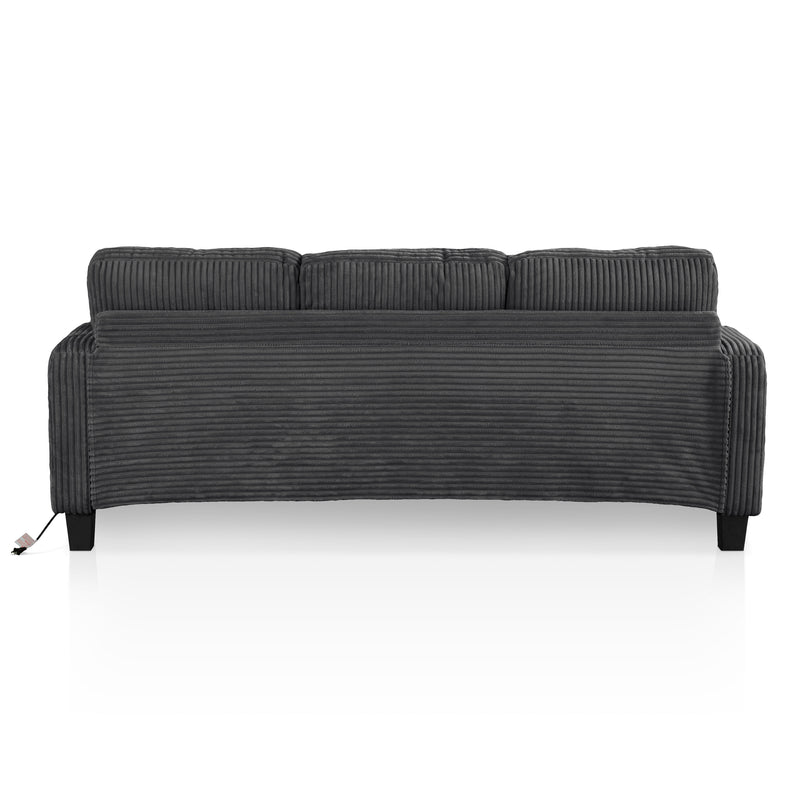 Xenia Modern Chenille Sofa with Cup Holders and USB Ports