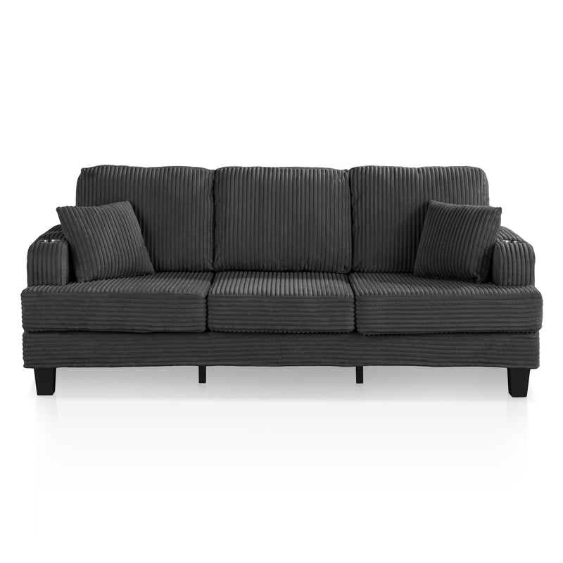 Xenia Modern Chenille Sofa with Cup Holders and USB Ports