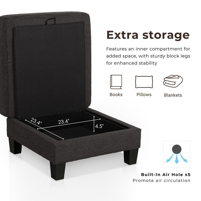 Xenia Modern Boucle Ottoman with Storage