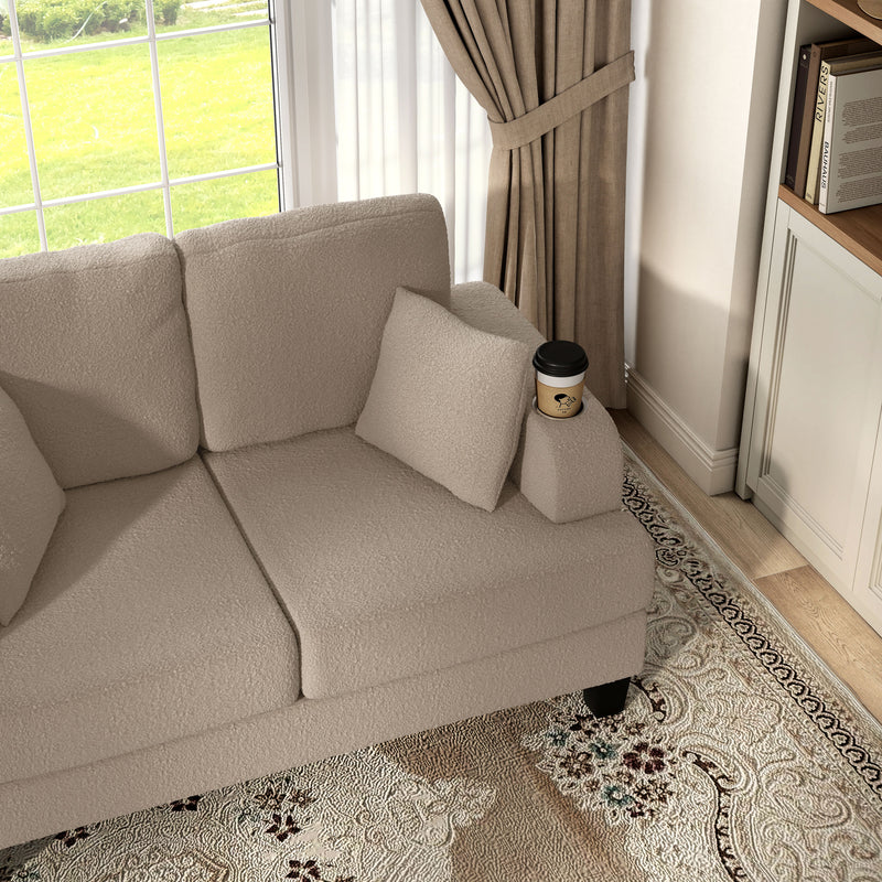 Xenia Modern Boucle Loveseat with Cup Holders