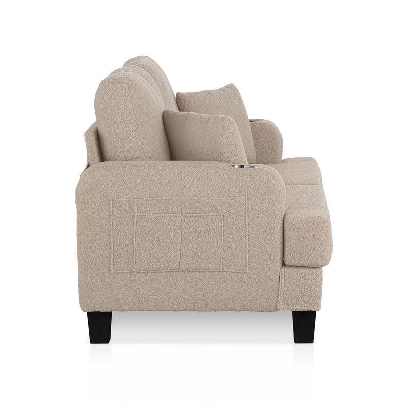 Xenia Modern Boucle Loveseat with Cup Holders