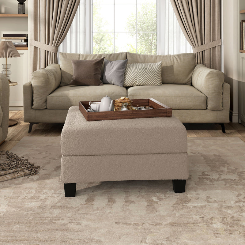 Xenia Modern Boucle Ottoman with Storage