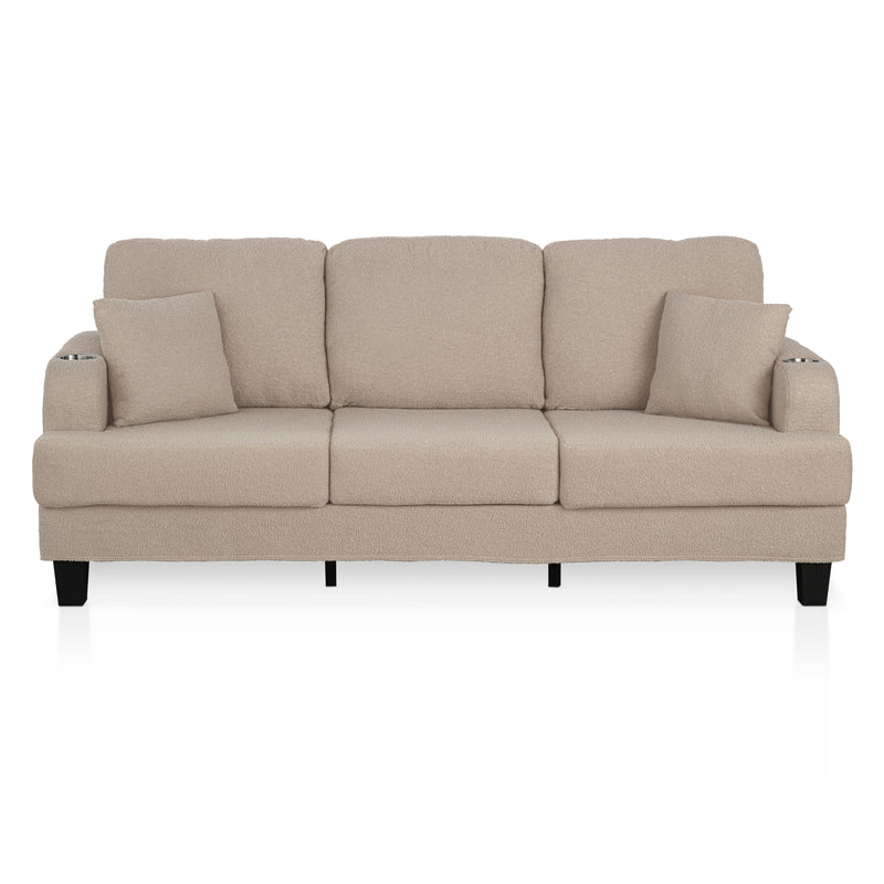 Xenia Modern Boucle Sofa with Cup Holders and USB Ports
