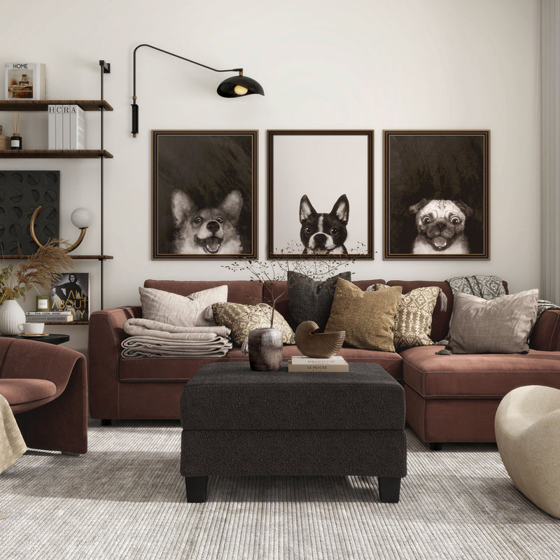 Xenia Modern Boucle Ottoman with Storage