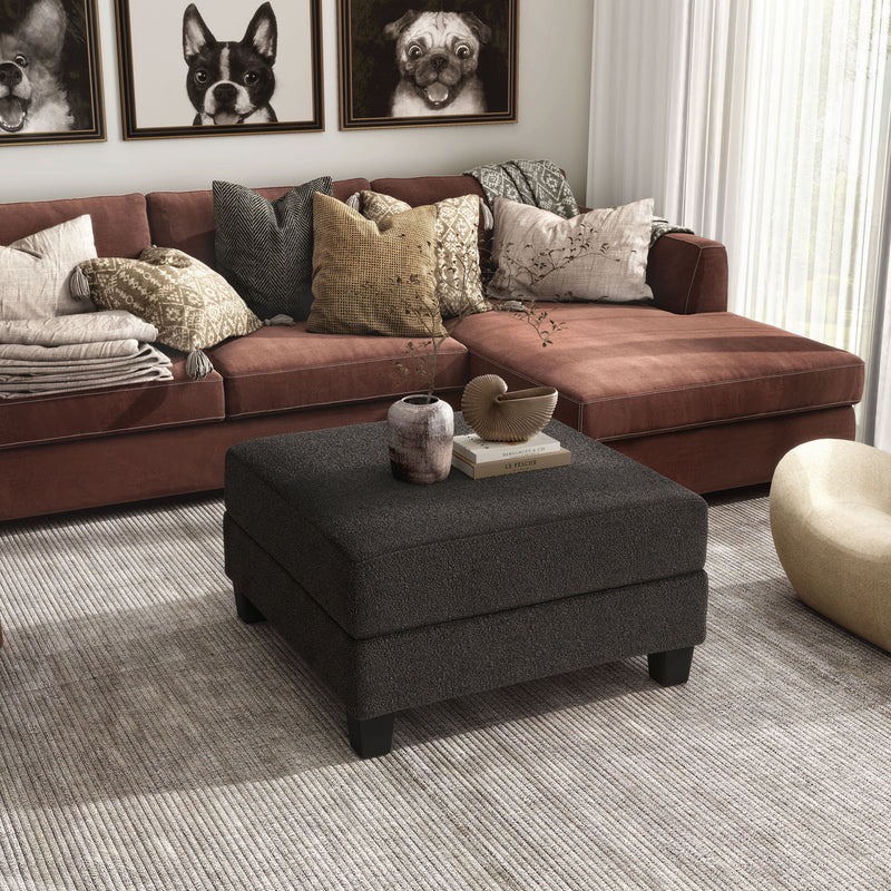 Xenia Modern Boucle Ottoman with Storage