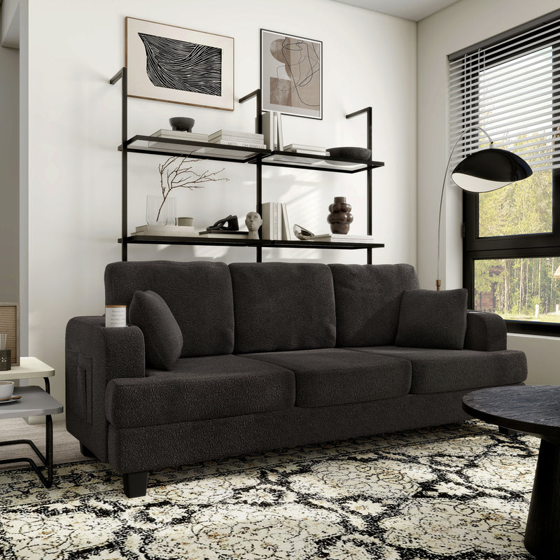Xenia Modern Boucle Sofa with Cup Holders and USB Ports