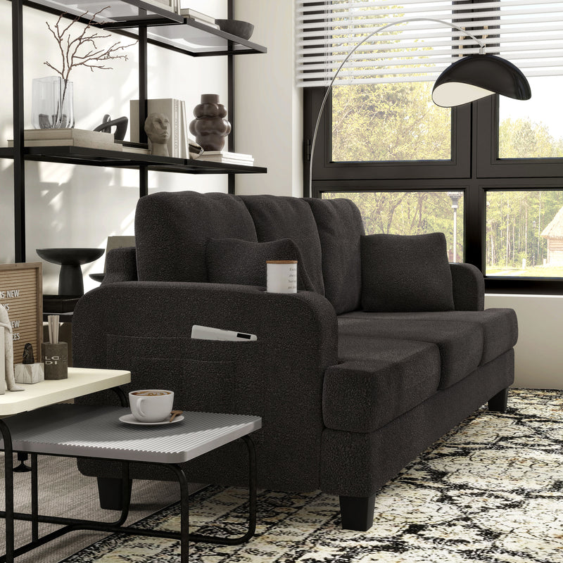 Xenia Modern Boucle Sofa with Cup Holders and USB Ports