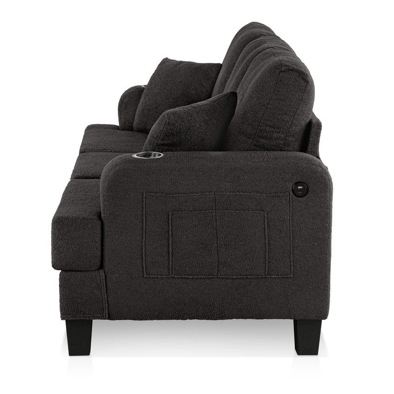 Xenia Modern Boucle Sofa with Cup Holders and USB Ports