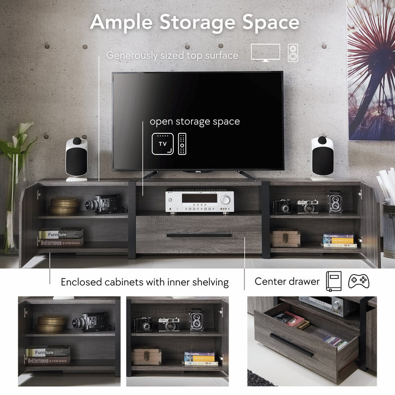 Vogel Transitional Multi-Storage 81-Inch TV Stand with Wire Management
