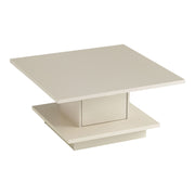 Right facing modern cream weave square storage coffee table on a white background