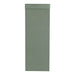 Front facing side view of a modern farmhouse sage green slant-design console table on a white background