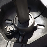 Close up of a contemporary high-density polyethylene fillable square umbrella base