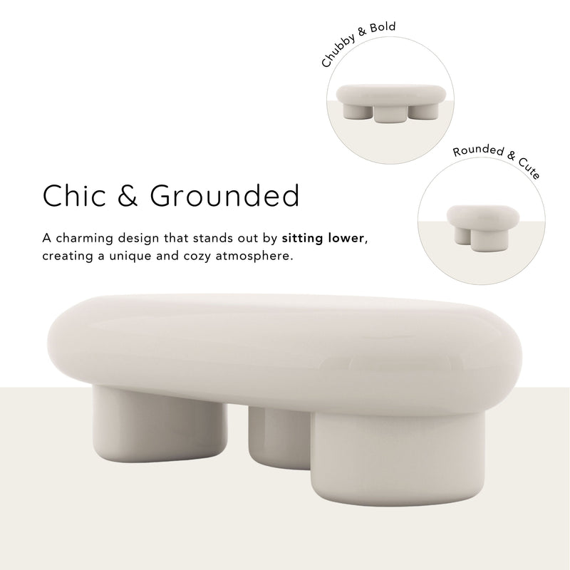 Kavren Modern Pebble Shape Low Profile Coffee Table