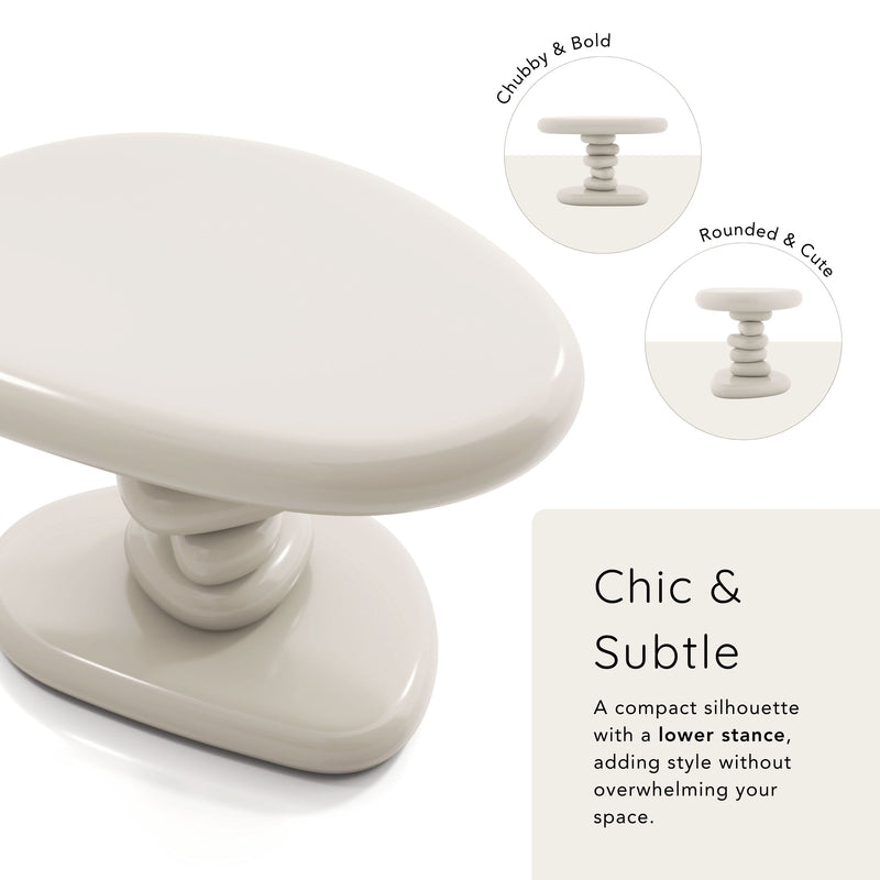 Kavren Modern Pebble Shape Low Profile Pedestal End Table