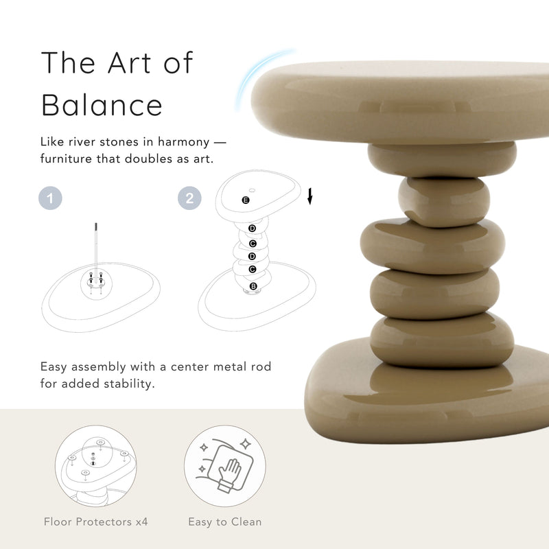 Kavren Modern Pebble Shape Low Profile Pedestal End Table