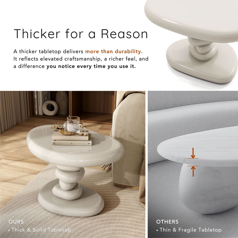 Kavren Modern Pebble Shape Low Profile Pedestal End Table