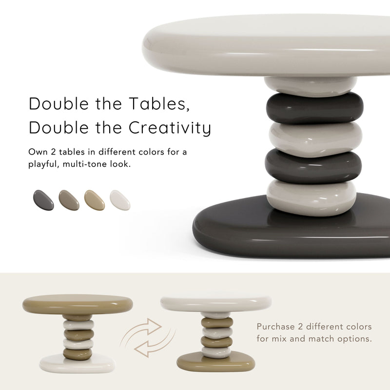 Kavren Modern Pebble Shape Low Profile Pedestal End Table