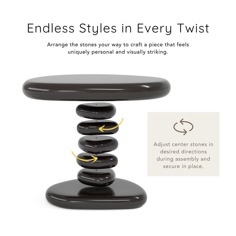 Kavren Modern Pebble Shape Low Profile Pedestal End Table