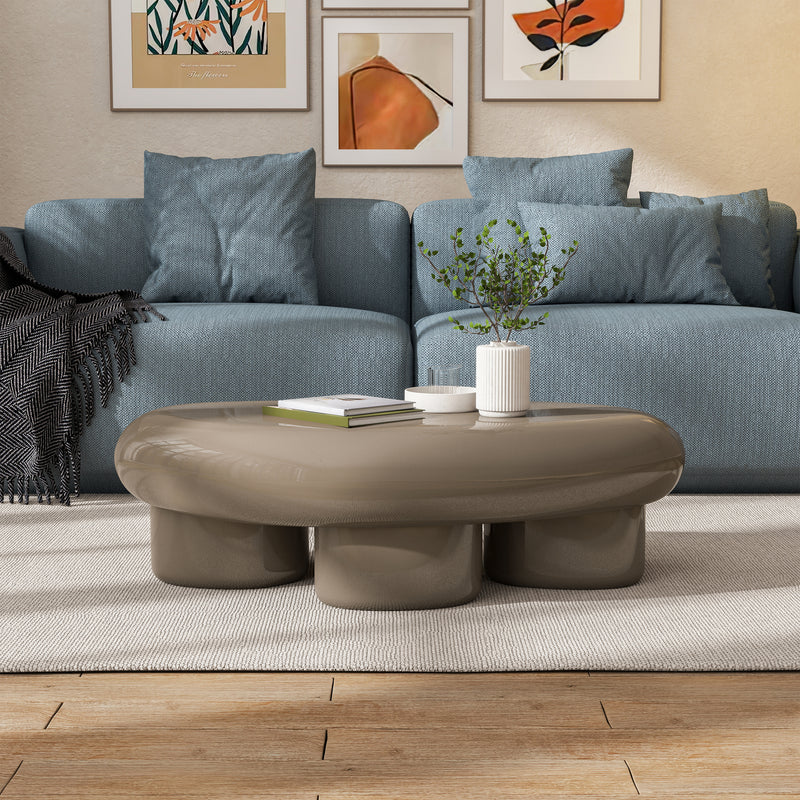 Kavren Modern Pebble Shape Low Profile Coffee Table