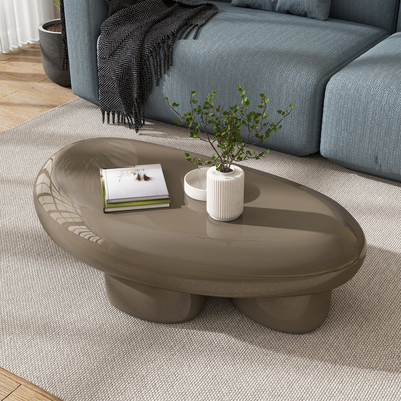Kavren Modern Pebble Shape Low Profile Coffee Table