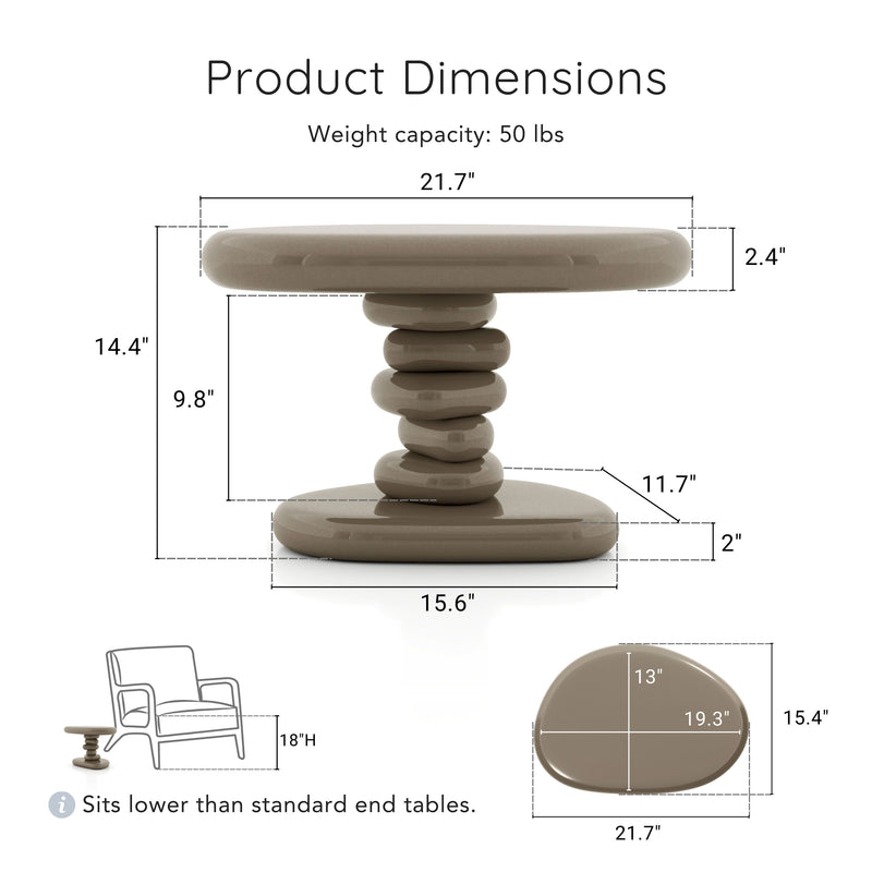 Kavren Modern Pebble Shape Low Profile Pedestal End Table