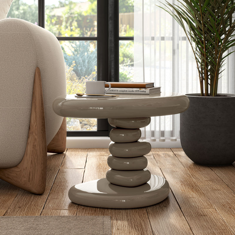 Kavren Modern Pebble Shape Low Profile Pedestal End Table