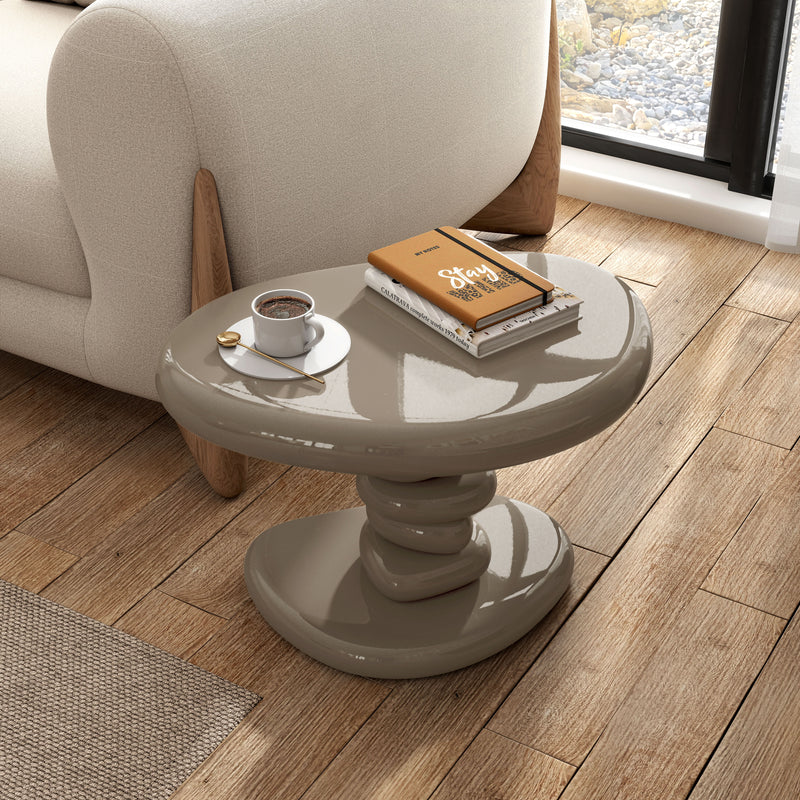 Kavren Modern Pebble Shape Low Profile Pedestal End Table