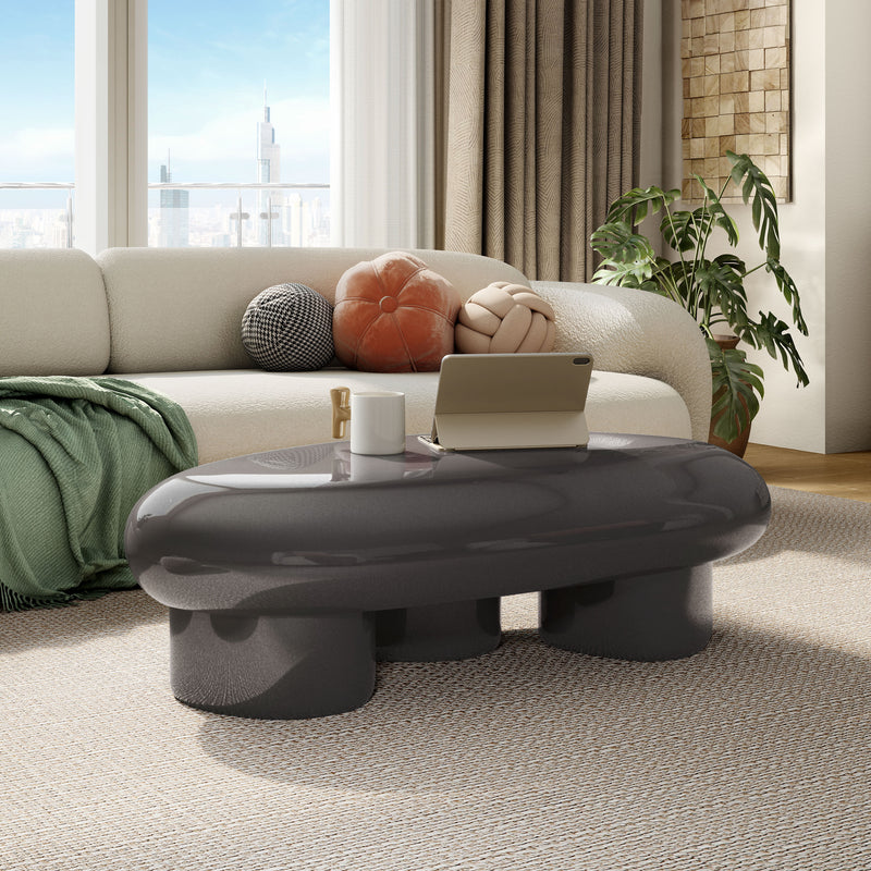 Kavren Modern Pebble Shape Low Profile Coffee Table