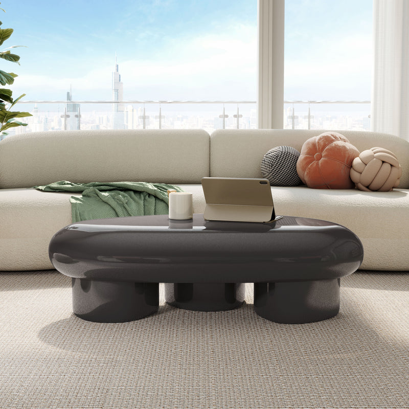 Kavren Modern Pebble Shape Low Profile Coffee Table