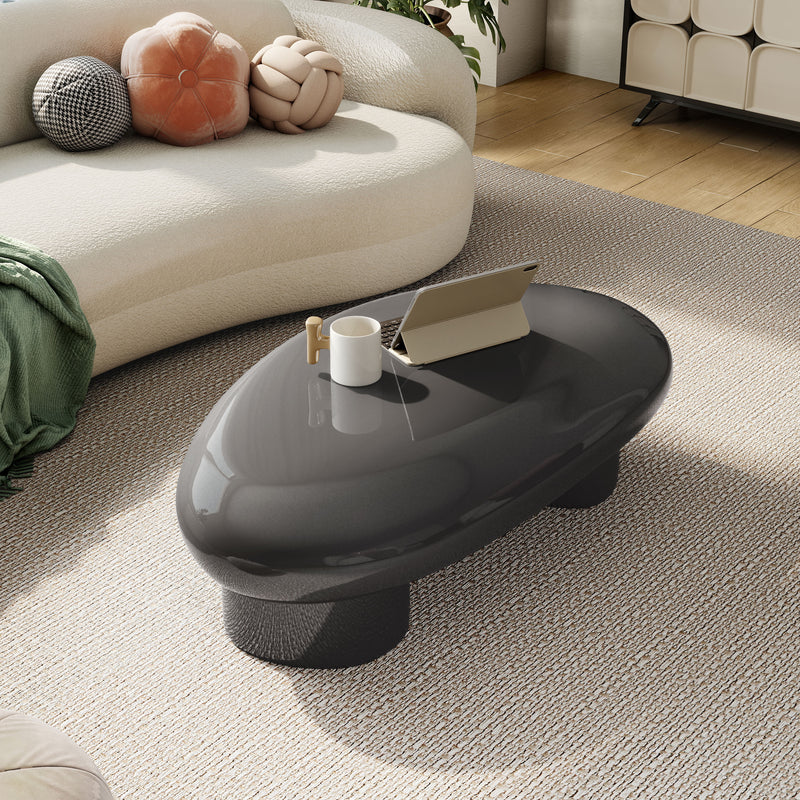 Kavren Modern Pebble Shape Low Profile Coffee Table