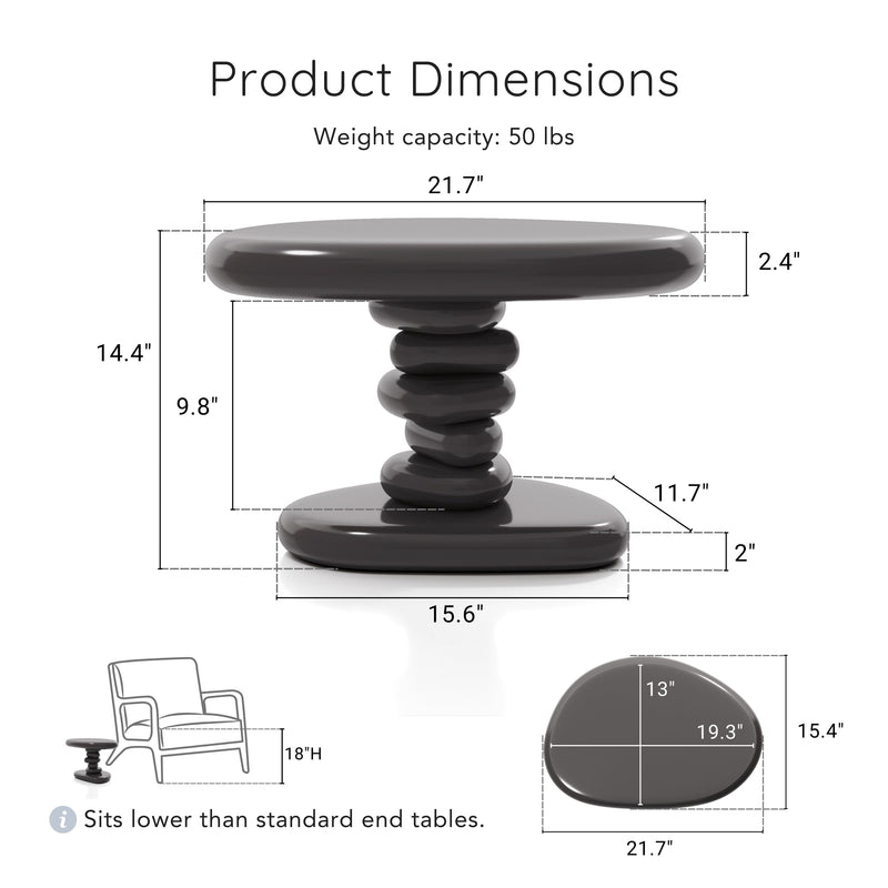 Kavren Modern Pebble Shape Low Profile Pedestal End Table