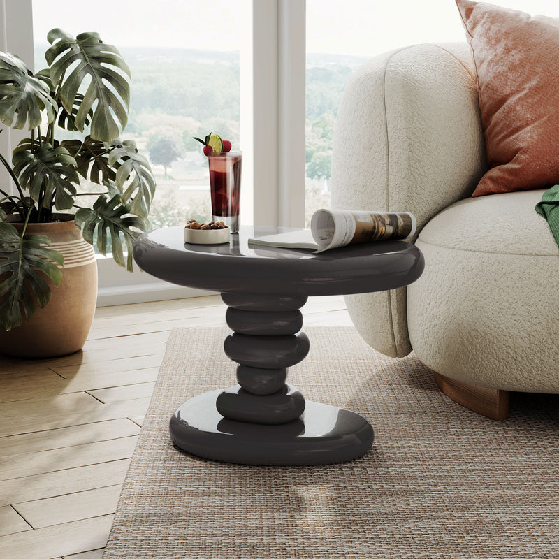 Kavren Modern Pebble Shape Low Profile Pedestal End Table