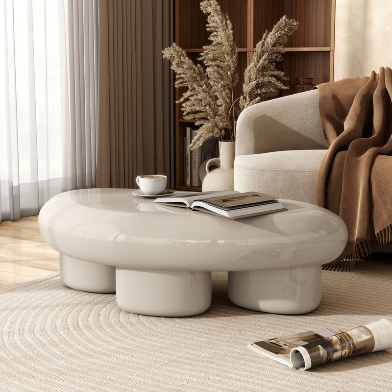 Kavren Modern Pebble Shape Low Profile Coffee Table