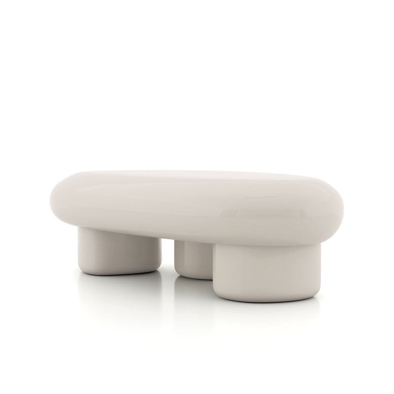 Kavren Modern Pebble Shape Low Profile Coffee Table